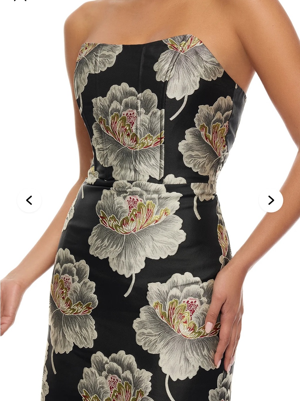 Fashion Nova Black Strapless Floral Midi Dress - Picture 2 of 4